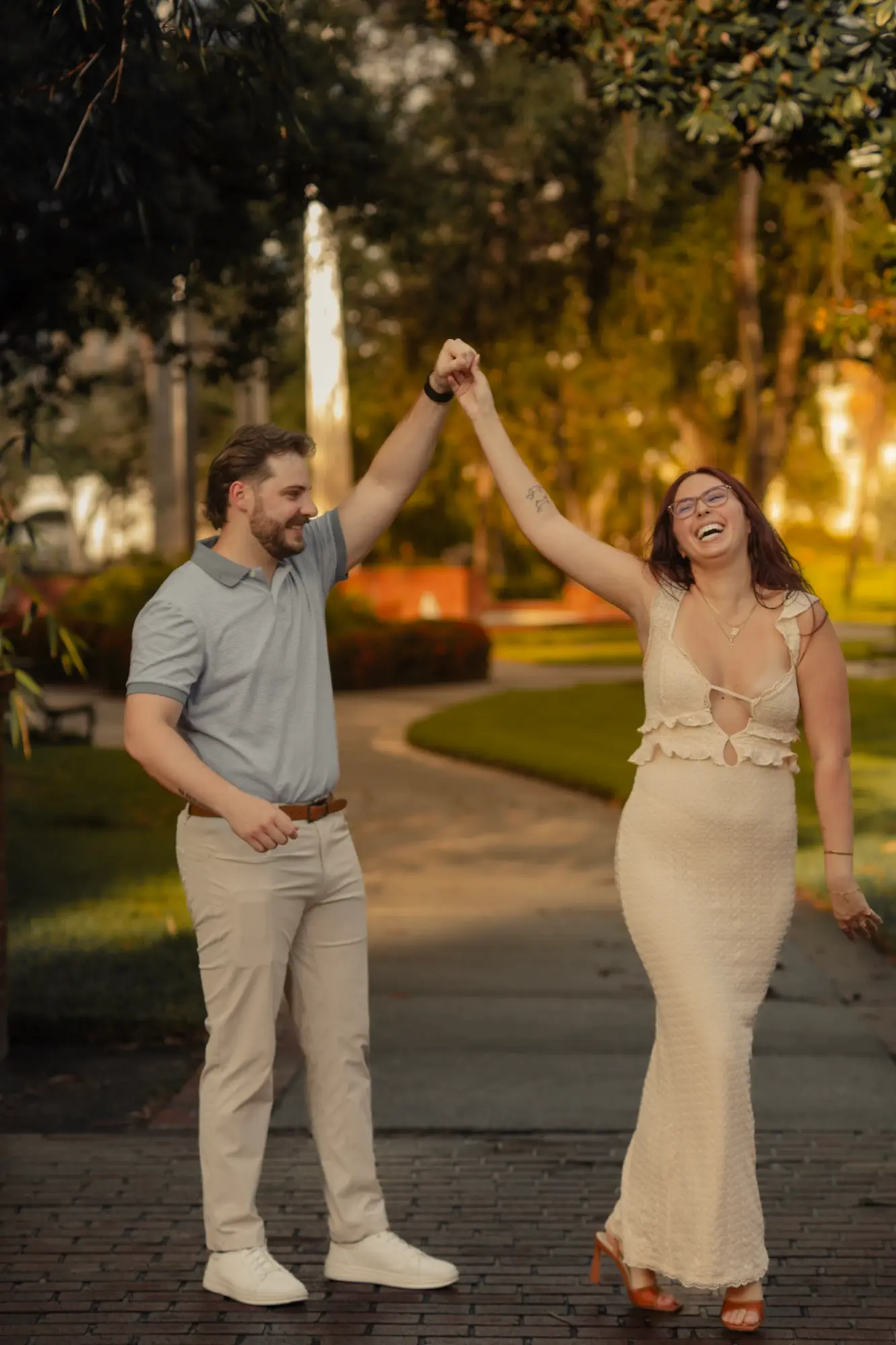 Candid Motion on Brick Pathway, Tampa, FL