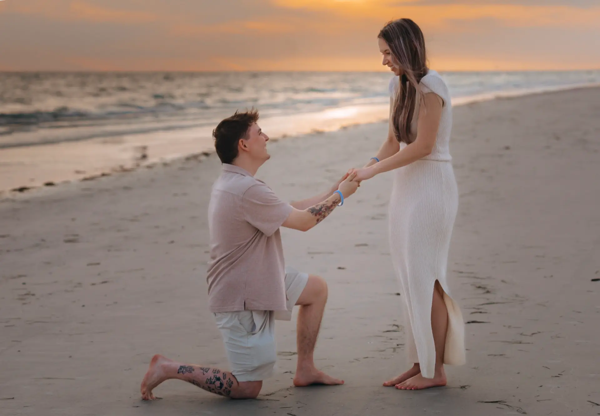 Discreet Beach Surprise Proposal, Anna Maria Island, FL
