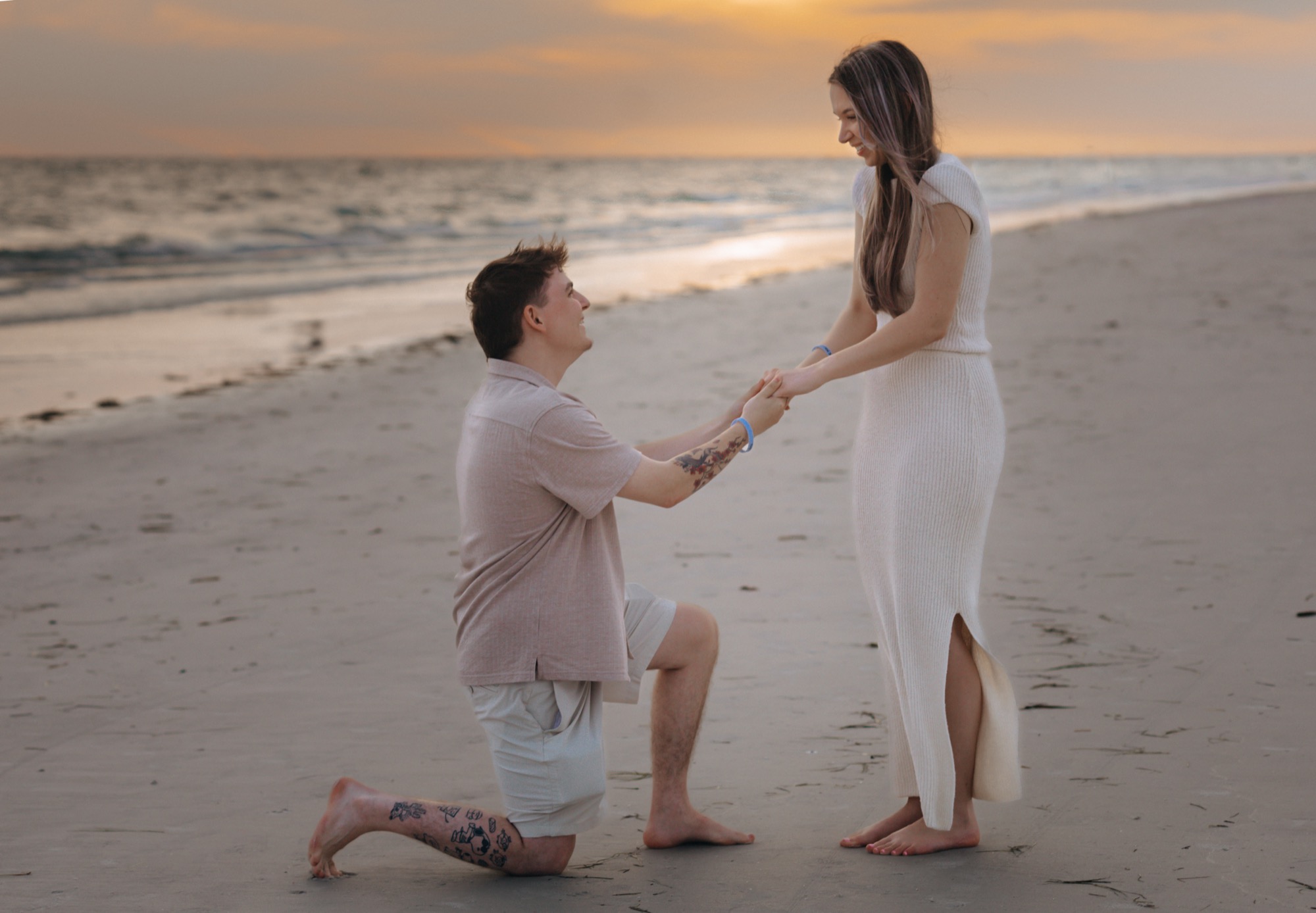 Surprise sunset proposal on Anna Maria Island beach
